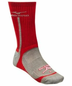 Mizuno Performance Highlighter Crew Sock (Red/Gray, Small)