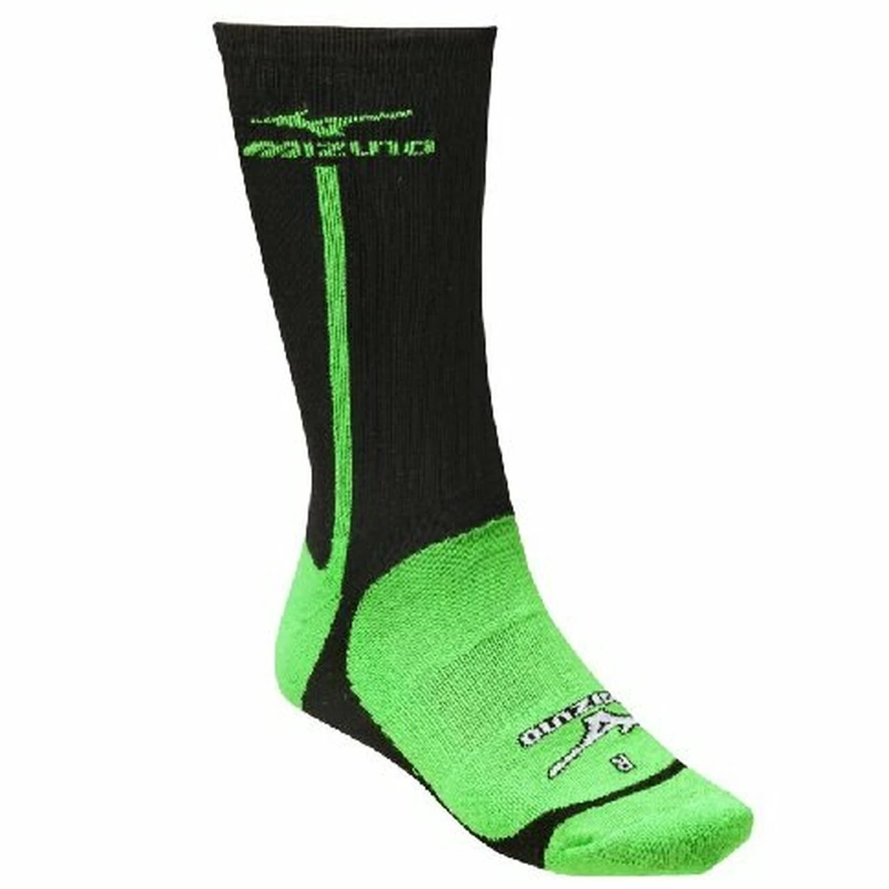 Mizuno Performance Highlighter Crew Sock (Black/Electric Green, Large) 5 Mizuno Performance Highlighter Crew Sock (Black/Electric Green, Large) - Image 5