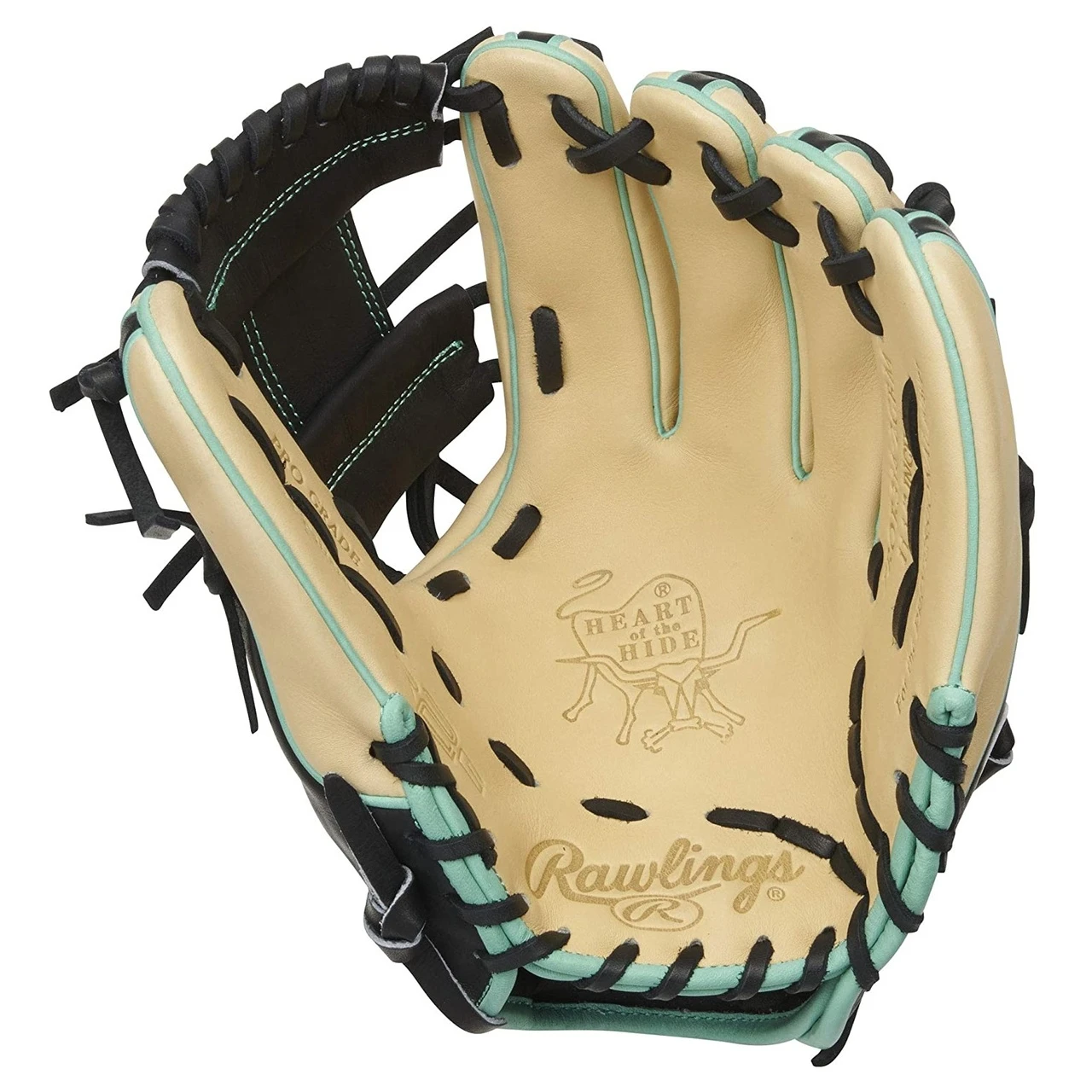 Rawlings Heart of The Hide Black Camel Mint R2G Baseball Glove Pro I Web 11.5 inch Right Hand Throw 2 Rawlings Heart of The Hide Black Camel Mint R2G Baseball Glove Pro I Web 11.5 inch Right Hand Throw - Image 2