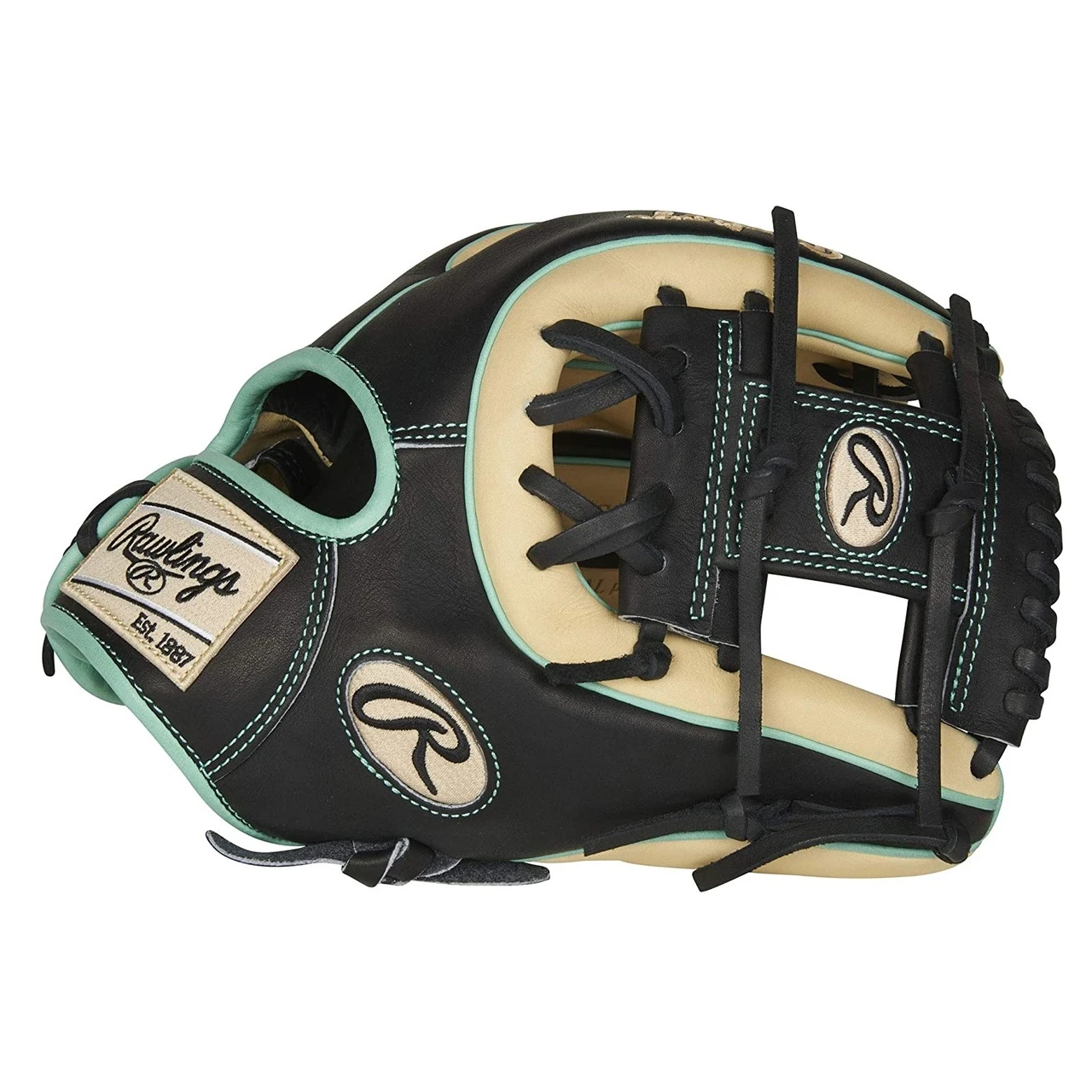 Rawlings Heart of The Hide Black Camel Mint R2G Baseball Glove Pro I Web 11.5 inch Right Hand Throw 3 Rawlings Heart of The Hide Black Camel Mint R2G Baseball Glove Pro I Web 11.5 inch Right Hand Throw - Image 3