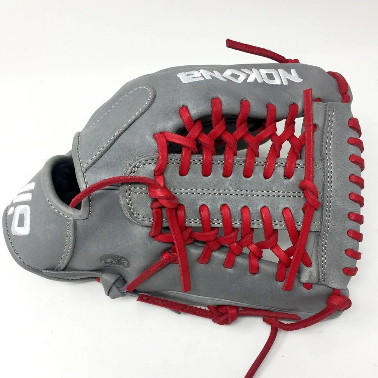 Nokona AmericanKip 14U Gray with Red Laces 11.25 Baseball Glove Mod Trap Web Right Hand Throw 2 Nokona AmericanKip 14U Gray with Red Laces 11.25 Baseball Glove Mod Trap Web Right Hand Throw - Image 2