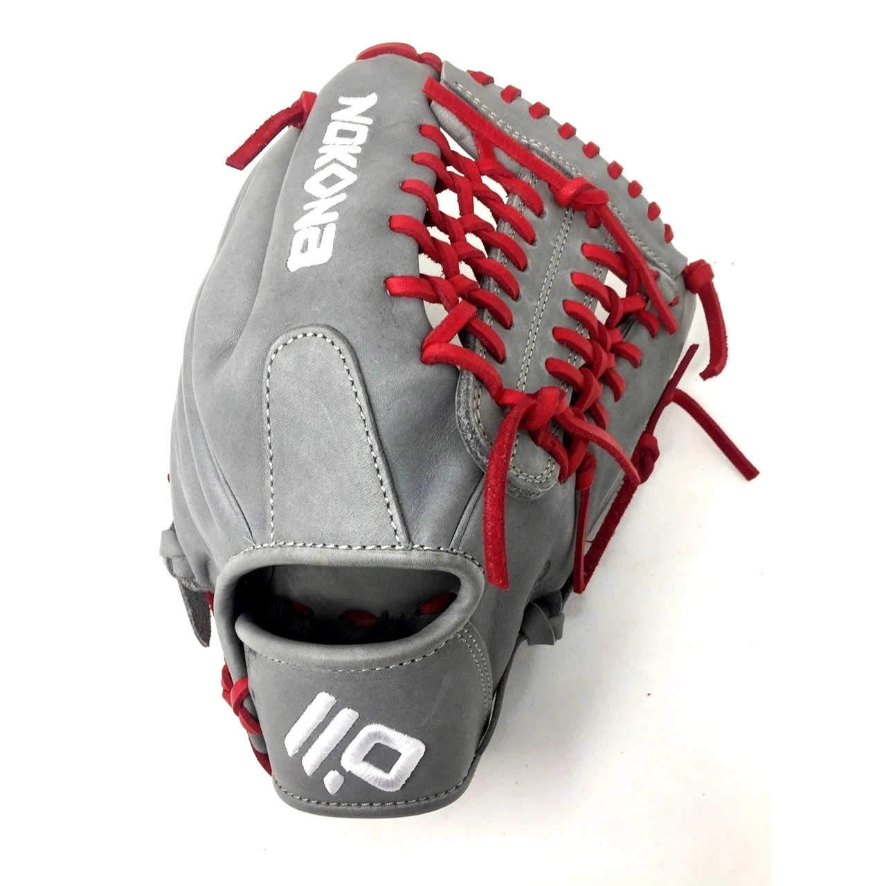 Nokona AmericanKip 14U Gray with Red Laces 11.25 Baseball Glove Mod Trap Web Right Hand Throw 1 Nokona AmericanKip 14U Gray with Red Laces 11.25 Baseball Glove Mod Trap Web Right Hand Throw